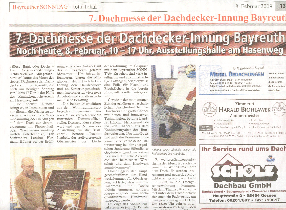 Dachdecker Innung Bayreuth